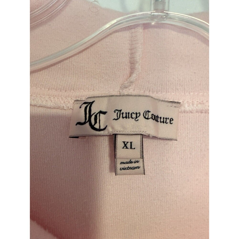 Juicy Couture Pink Velour Full Zip Hoodie Women XL Silver Zip Y2K Track Jacket - Picture 3 of 11